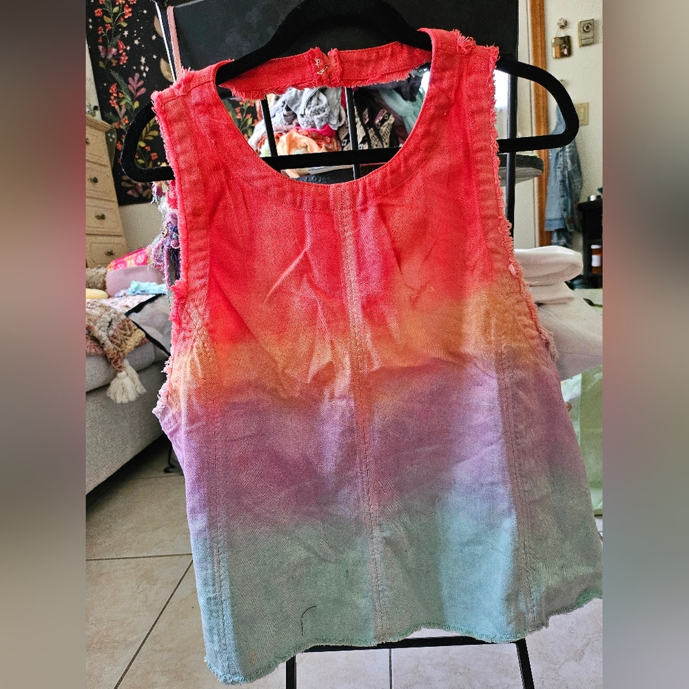 Free People 🌼Multicolor Denim Halter Top♡ NWT